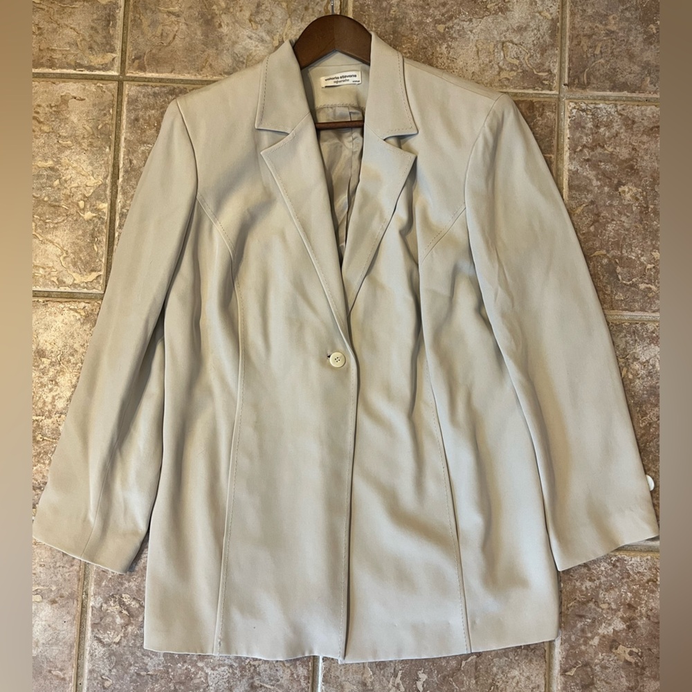 Valerie Stevens 100% Silk Vintage Blazer with Shoulder Pads - Tan - Picture 3 of 5